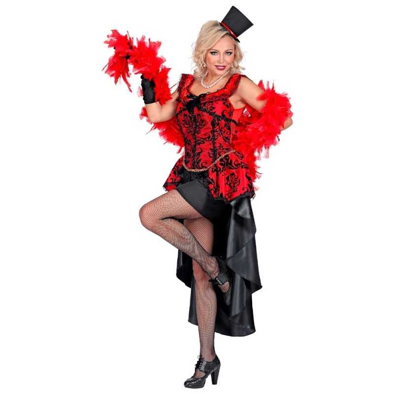 DEGUISEMENT ROBE BURLESQUE NOIRE ET ROUGE ANNEES 20 TAILLE M