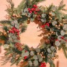 COURONNE  BAIES ROUGES OR ET PAILLETTES NOEL 65 CM 