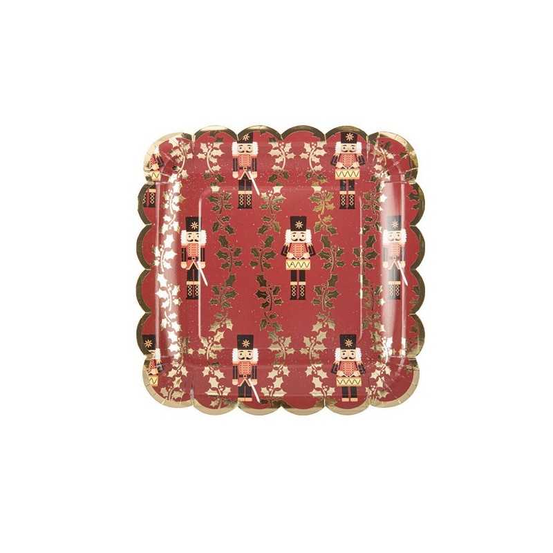 8 ASSIETTES CASSE-NOISETTE BRODEAUX ET OR 23 X 23 CM 