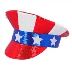 CHAPEAU CASQUETTE SEQUIN PAILLETTE DRAPEAU USA