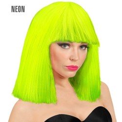 PERRUQUE CARRE AVEC FRANGE SHOWGIRL JAUNE FLUO 