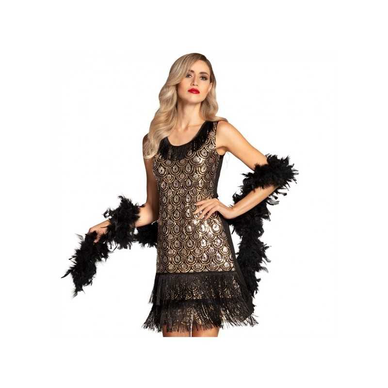 DEGUISEMENT FEMME ROBE CHARLESTONE NOIR ET ARGENT TAILLE L