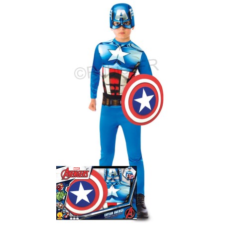 DEGUISEMENT CAPTAIN AMERICA + BOUCLIER TAILLE 5-6 ANS