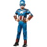 DEGUISEMENT CAPTAIN AMERICA AVEC MUSCLES REMBOURES TAILLE 7-8 ANS