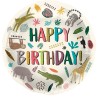 BALLON ROND METALLIQUE HAPPY BIRTHDAY ANIMAUX DE LA JUNGLE 45 CM 