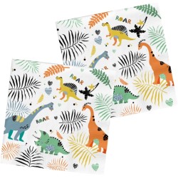 20 SERVIETTES DINOSSAURES 33 X 33 CM 