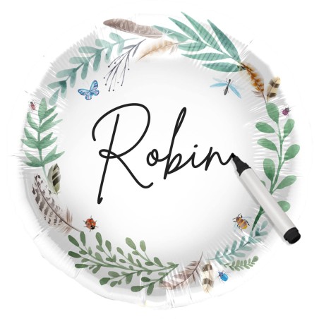 BALLON METALLIQUE ROND NATURE PERSONALISABLE 45 CM 