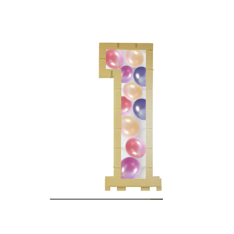 STRUCTURE POUR BALLONS CHIFFRE 1 COULEUR OR BRILLANT 