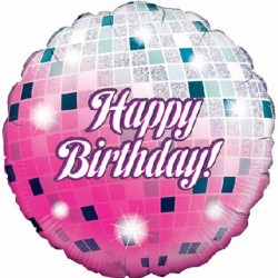 BALLON METALLIQUE ROND HAPPY BIRTHDAY BOULE A FACETTE HAPPY BIRTHDAY 43 CM 