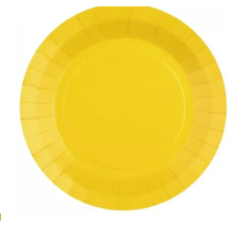 10 ASSIETTES RONDES RAINBOW JAUNE BIODEGRADABLE 22.5 CM 