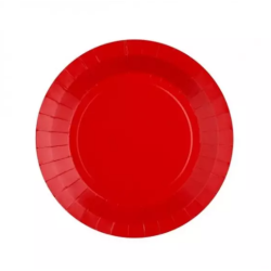 10 ASSIETTES RONDES RAINBOW ROUGE BIODEGRADABLE 22.5 CM 