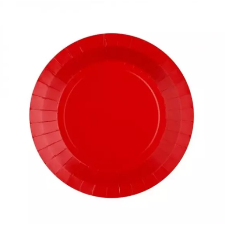 10 ASSIETTES RONDES RAINBOW ROUGE BIODEGRADABLE 22.5 CM 