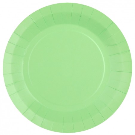 10 ASSIETTES RONDES RAINBOW MENTHE BIODEGRADABLE 22.5 CM 