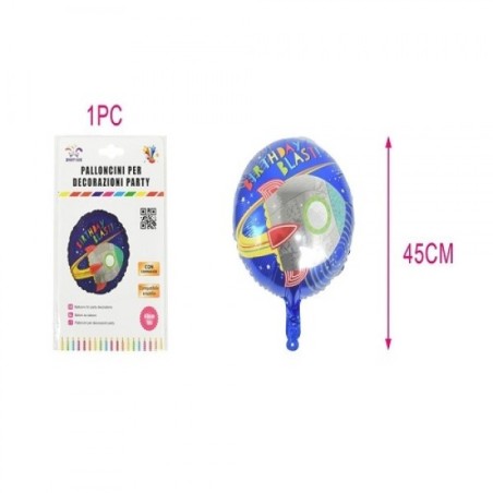 BALLON METALLIQUE ROND ESPACE BIRTHDAY 45 CM 