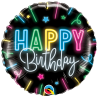 BALLON METALLIQUE ROND HAPPY BIRTHDAY FLUO 46 CM BALLON METALLIQUE ROND HAPPY BIRTHDAY FLUO 46 CM