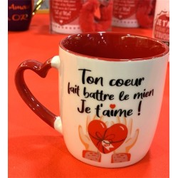 MUG TON COEUR FAIT BATTRE LE MIEN JE T'AIME OU JE T'AIME A LA FOLIE