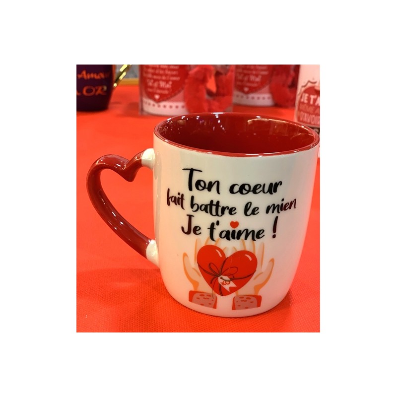 MUG TON COEUR FAIT BATTRE LE MIEN JE T'AIME OU JE T'AIME A LA FOLIE