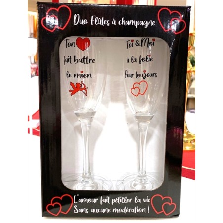 COFFRET FLUTES A CHAMPAGNE  TOI ET MOI A LA FOLIE