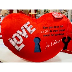 COUSSIN COEUR ROUGE CLE LOVE 