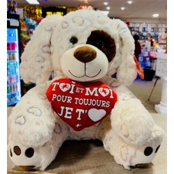 PELUCHE CHIEN COEUR 30 CM TOI ET MOI POUR TOUJOURS JE T'AIME