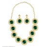 SET REINE RENAISSANCE COLLIER + BOUCLES D'OREILLES OR ET VERT