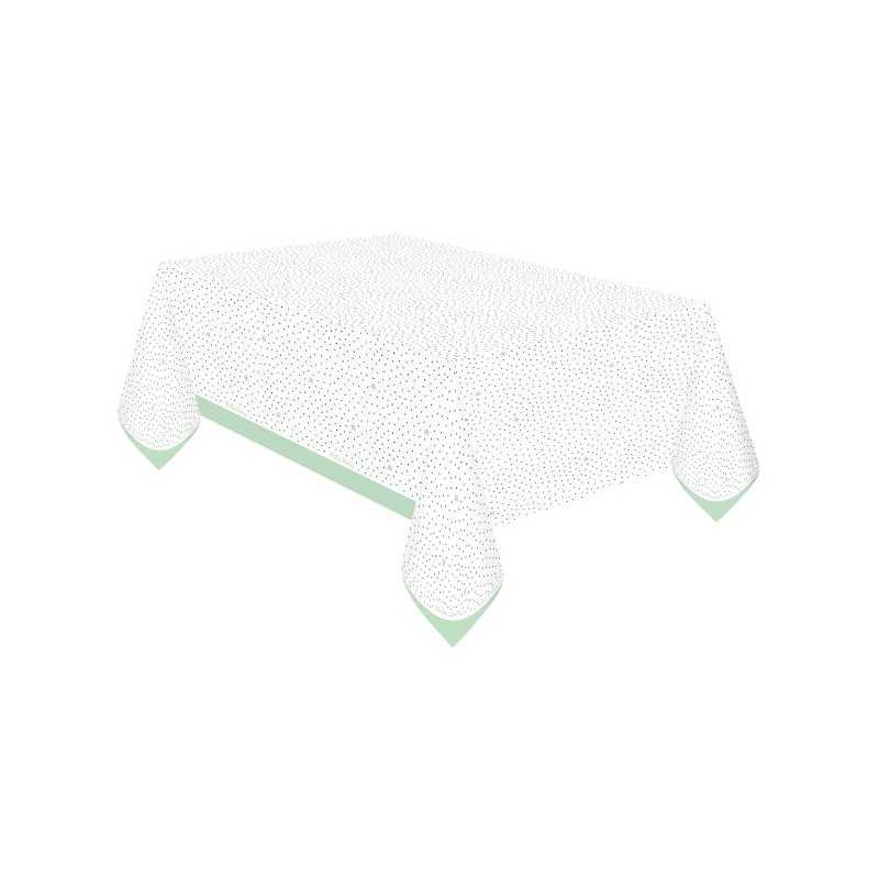NAPPE PAPIER BLANC ET VERT HELLO BABY 120 X 180 CM