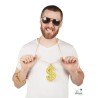 SET GANGSTER LUNETTES, BRACELET EN OR ET COLLIER DOLLAR