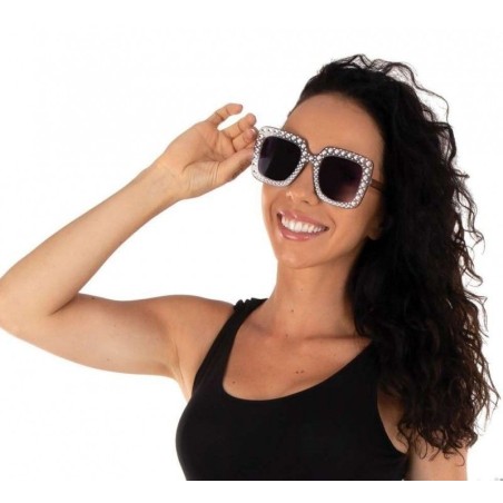 LUNETTES DISCO NOIR ET ARGENT STRASS