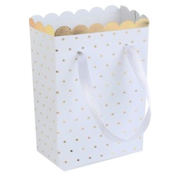 6 SACHETS PASSE PARTOUT BLANC POIS OR 6 x 3 x 7 CM