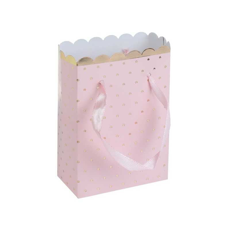 6 SACHETS PASSE PARTOUT ROSE POIS OR 6 x 3 x 7 CM