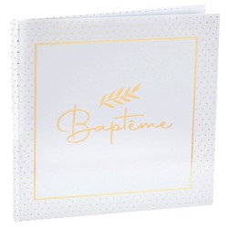 LIVRE D'OR BLANC BAPTEME OR 24 X 24 CM