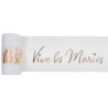RUBAN TULLE BLANC  VIVE LES MARIES EN OR 8 CM X 10 M RUBAN TULLE BLANC  VIVE LES MARIES EN OR 8 CM X 10 M