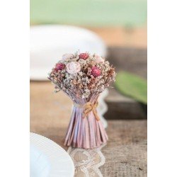BOUQUET DE FLEURS ROSE ET PECHE 9.5 CM X 15 CM HT 