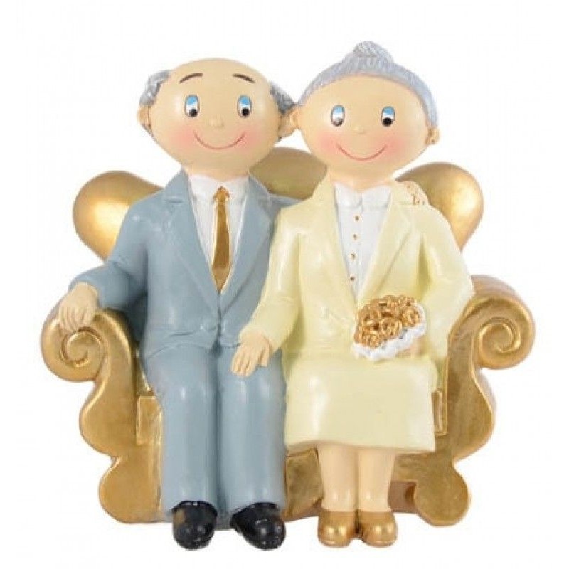 FIGURINE COUPLE NOCES D'OR 15 X 10 X 15 CM  FIGURINE COUPLE NOCES D'OR 15 X 10 X 15 CM