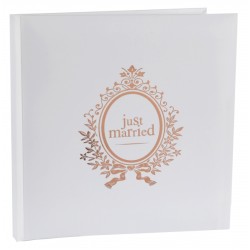 LIVRE D'OR CARRE JUST MARRIED BLANC ET ROSE GOLD 24 x 24 CM