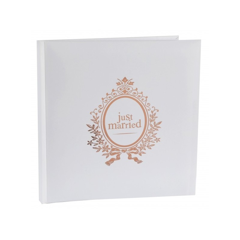 LIVRE D'OR CARRE JUST MARRIED BLANC ET ROSE GOLD 24 x 24 CM LIVRE D'OR CARRE JUST MARRIED BLANC ET ROSE GOLD 24 x 24 CM
