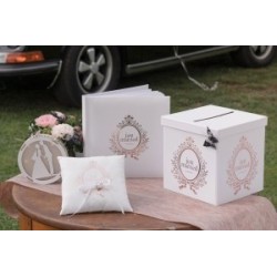 LIVRE D'OR CARRE JUST MARRIED BLANC ET ROSE GOLD 24 x 24 CM