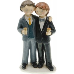 FIGURINE COUPLE MARIES RESINE GAY 2 HOMME 10 CM X 6 CM X 18 CM 