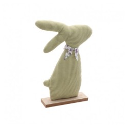 LAPIN TISSU VERT PASTEL BOIS ET VELOUR 20 X 5 X 28 CM 